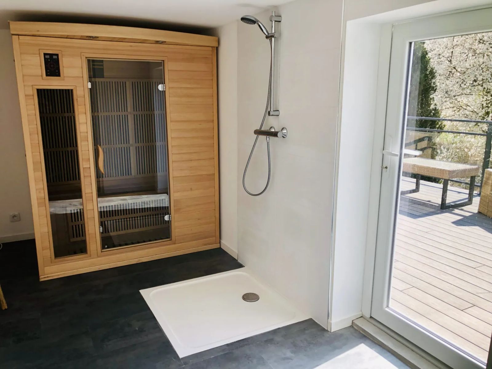 Sauna privatif intérieur du Gîte des Hauts de la Grange